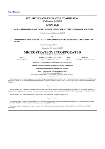 Thumbnail Strategy 
 (MicroStrategy) 10-K Annual Report 