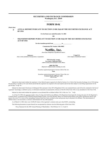 Thumbnail Netflix 10-K Annual Report 