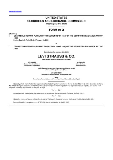 Thumbnail Levi Strauss & Co. 10-Q Quarterly Report FY 