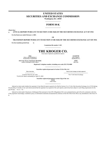 Thumbnail Kroger 10-K Annual Report 