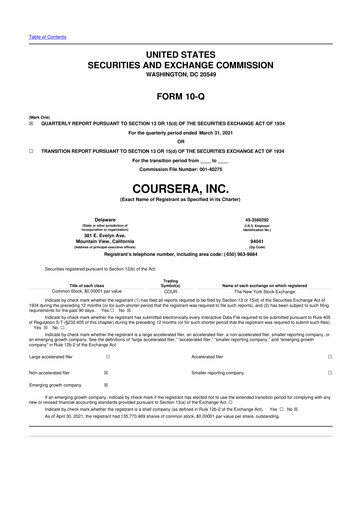 Thumbnail Coursera 10-Q Quarterly Report FY2021 
