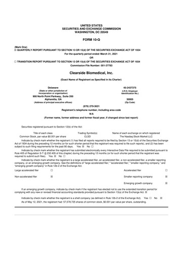 Vorschaubild Clearside Biomedical
 10-Q Quartalsbericht 2021 