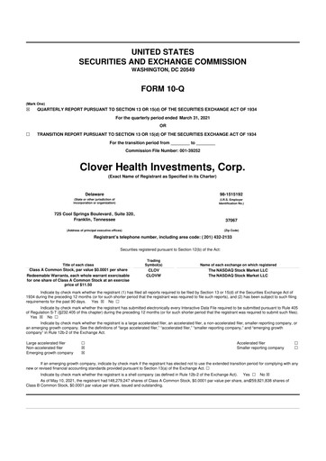 Thumbnail Clover Health Investments 10-Q Quarterly Report FY2021 