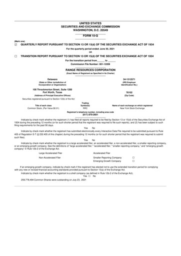Thumbnail Range Resources
 10-Q Quarterly Report FY2021 