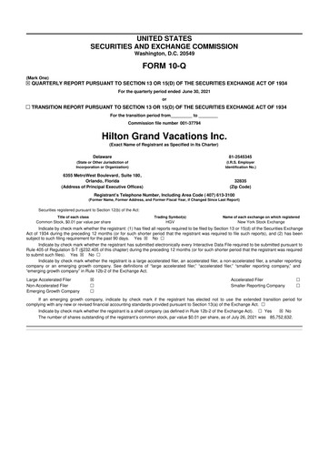Thumbnail Hilton Grand Vacations
 10-Q Quarterly Report FY 