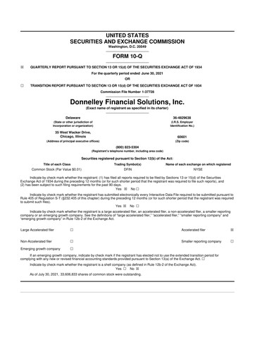 Vorschaubild Donnelley Financial Solutions
 10-Q Quartalsbericht 2021 