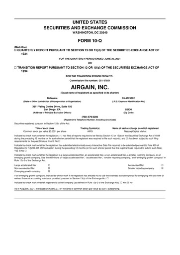Miniature Airgain 10-Q Rapport trimestriel 2021 