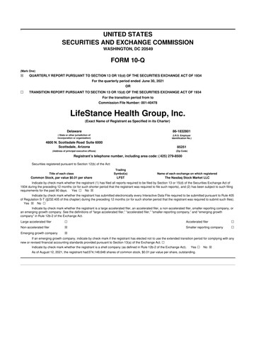 Thumbnail LifeStance Health Group 10-Q Quarterly Report FY2021 