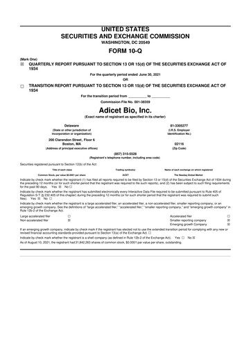 Thumbnail Adicet Bio 10-Q Quarterly Report FY 