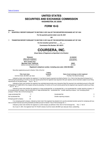 Thumbnail Coursera 10-Q Quarterly Report FY2021 