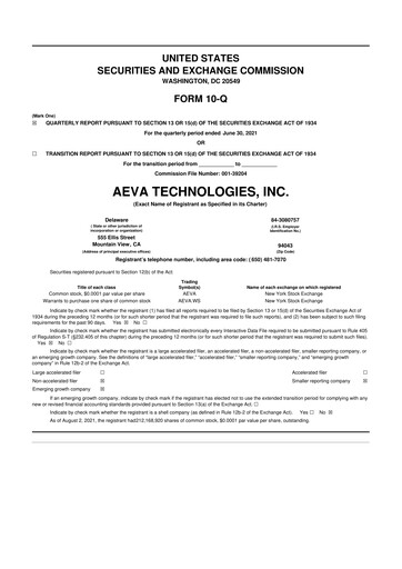 Vorschaubild Aeva Technologies 10-Q Quartalsbericht 2021 