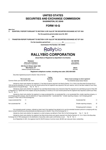 Thumbnail Rallybio 10-Q Quarterly Report FY 