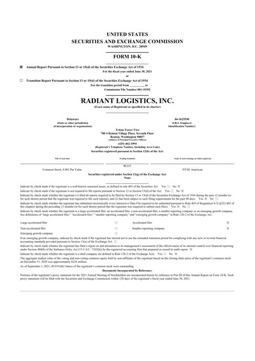 Thumbnail Radiant Logistics
 10-K Annual Report 2021