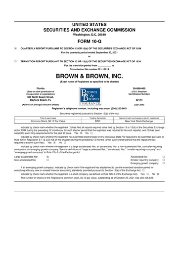 Thumbnail Brown & Brown
 10-Q Quarterly Report FY2021 