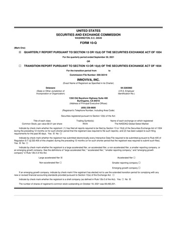 Thumbnail Innoviva 10-Q Quarterly Report FY 