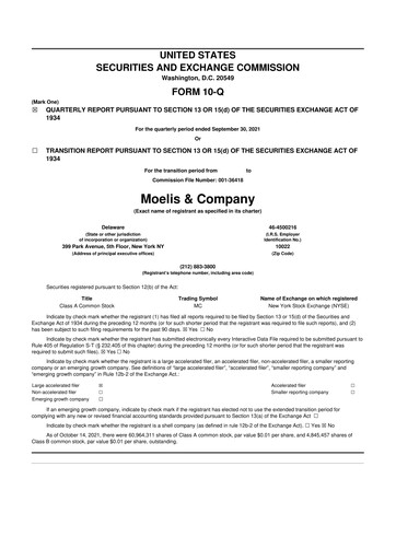 Thumbnail Moelis & Company 10-Q Quarterly Report FY2021 