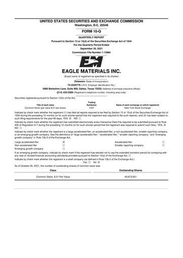 Thumbnail Eagle Materials
 10-Q Quarterly Report FY2022 