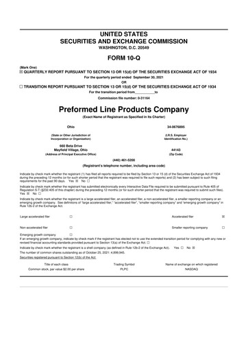 Vorschaubild Preformed Line Products 10-Q Quartalsbericht 2021 