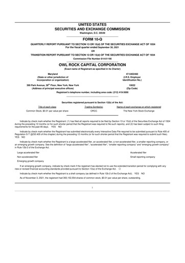 Thumbnail Blue Owl Capital Corporation 10-Q Quarterly Report FY 