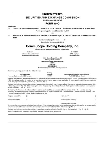 Thumbnail CommScope
 10-Q Quarterly Report FY2021 