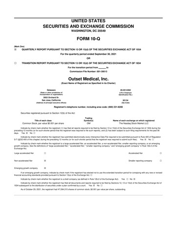 Thumbnail Outset Medical 10-Q Quarterly Report FY2021 