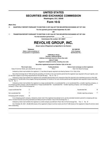 Thumbnail Revolve Group 10-Q Quarterly Report FY2021 