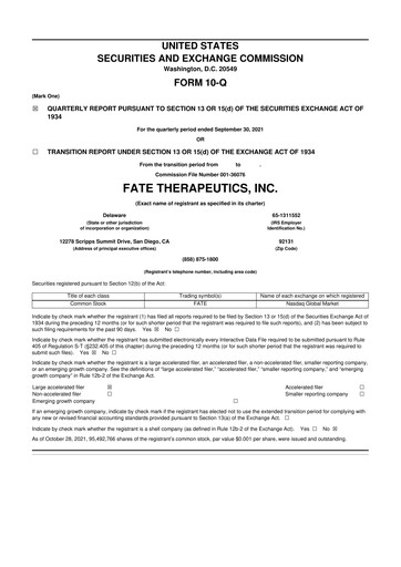 Thumbnail Fate Therapeutics
 10-Q Quarterly Report FY2021 