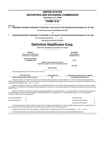 Thumbnail Definitive Healthcare 10-Q Quarterly Report FY2021 