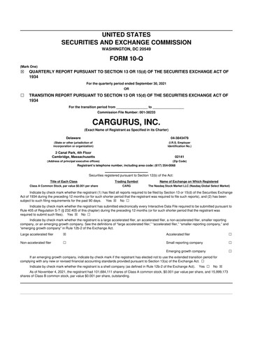 Thumbnail CarGurus 10-Q Quarterly Report FY 