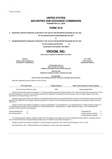 Vorschaubild Vroom 10-Q Quartalsbericht 2021 