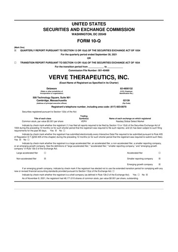 Thumbnail Verve Therapeutics 10-Q Quarterly Report FY2021 