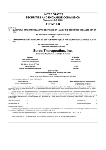 Thumbnail Seres Therapeutics 10-Q Quarterly Report FY2021 