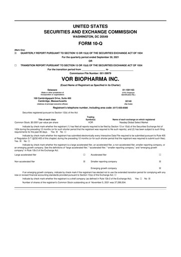 Thumbnail Vor Biopharma 10-Q Quarterly Report FY 