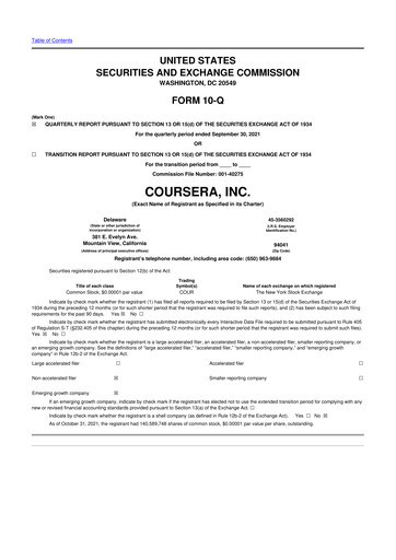 Thumbnail Coursera 10-Q Quarterly Report FY2021 