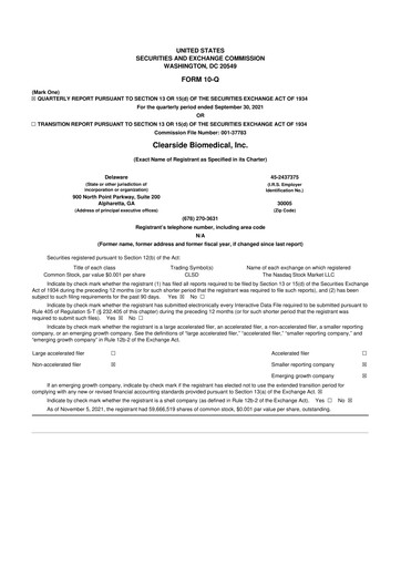 Vorschaubild Clearside Biomedical
 10-Q Quartalsbericht 2021 