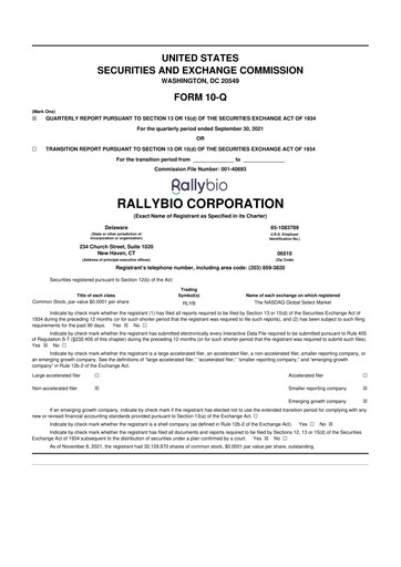 Thumbnail Rallybio 10-Q Quarterly Report FY 