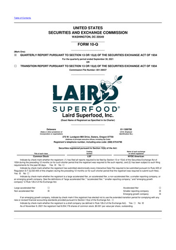 Thumbnail Laird Superfood 10-Q Quarterly Report FY2021 