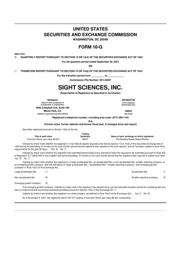 Vorschaubild Sight Sciences 10-Q Quartalsbericht  