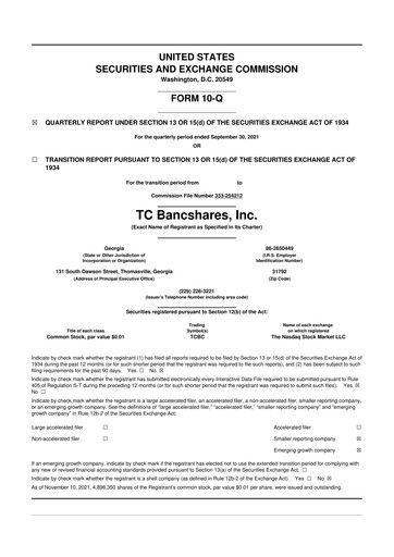 Thumbnail TC Bancshares 10-Q Quarterly Report FY2021 
