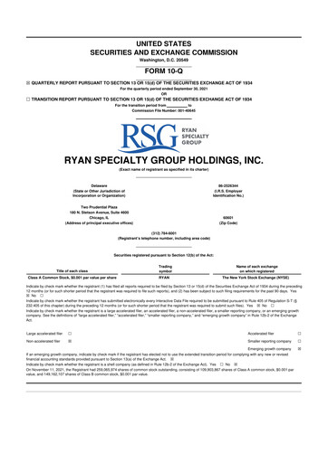 Thumbnail Ryan Specialty 10-Q Quarterly Report FY 