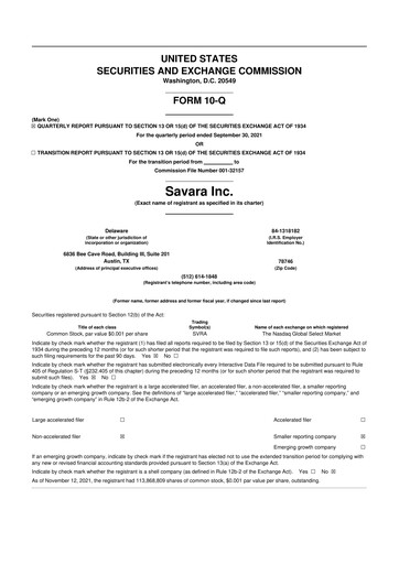 Thumbnail Savara 10-Q Quarterly Report FY 
