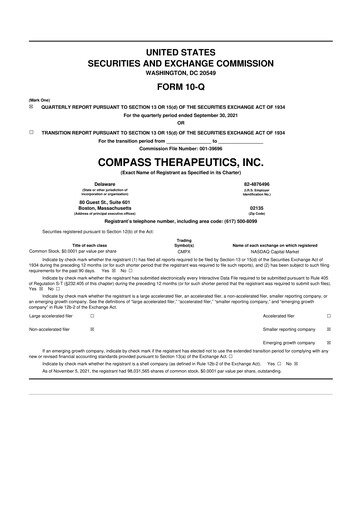 Thumbnail Compass Therapeutics 10-Q Quarterly Report FY 