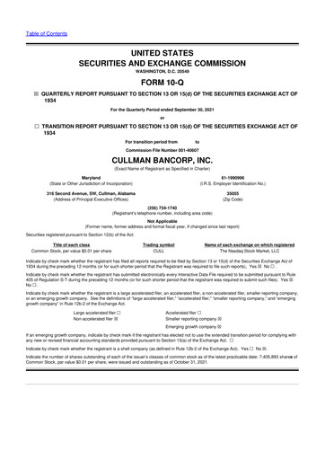 Thumbnail Cullman Bancorp 10-Q Quarterly Report FY2021 