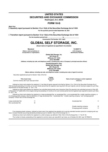 Thumbnail Global Self Storage 10-Q Quarterly Report FY2021 