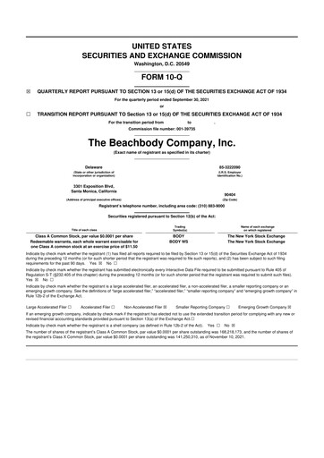 Miniature The Beachbody Company 10-Q Rapport trimestriel 2021 