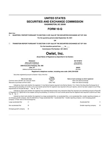 Miniature Owlet, Inc. 10-Q Rapport trimestriel 2021 