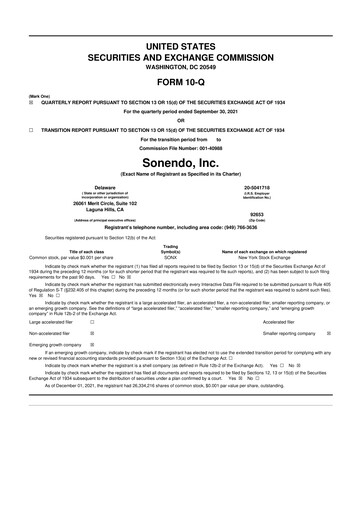 Thumbnail Sonendo 10-Q Quarterly Report FY2021 