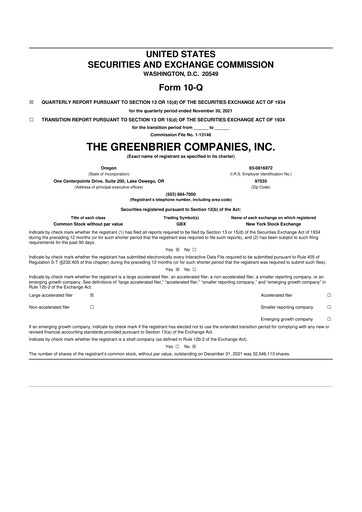Thumbnail The Greenbrier Companies
 10-Q Quarterly Report FY2022 