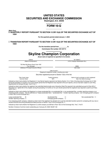 Thumbnail Champion Homes 10-Q Quarterly Report FY2022 