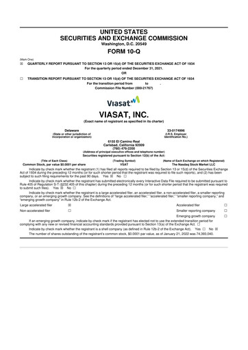 Thumbnail ViaSat 10-Q Quarterly Report FY2022 